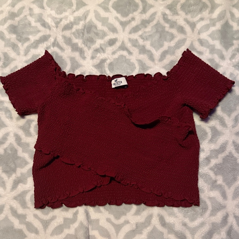 Hollister Maroon Off-Shoulder Top